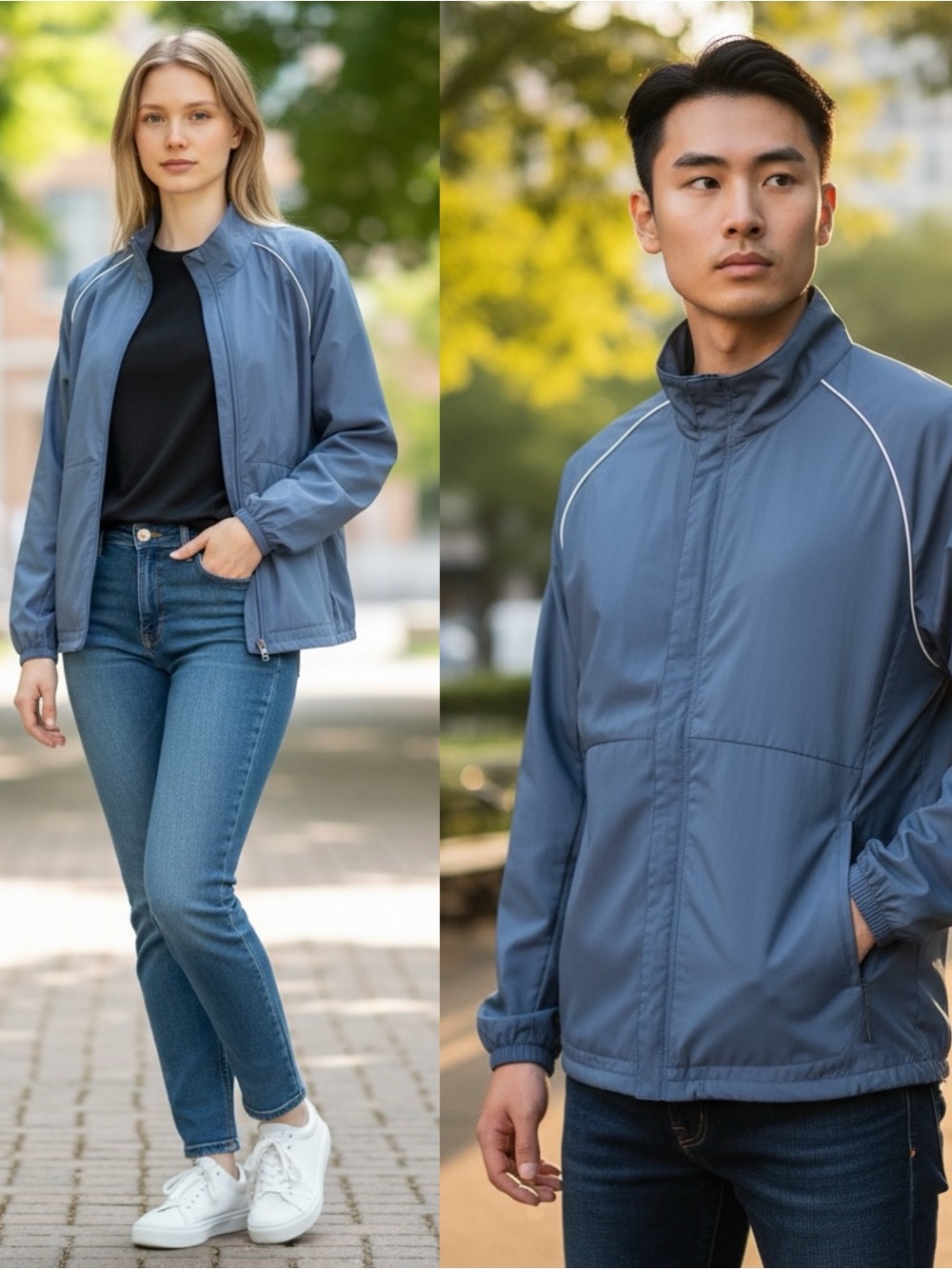 Zella Unisex Nylon Slate Blue Windbreaker Track Jacket Size M